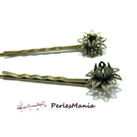 Apprêt bijoux 10 barrettes Fleurs 3D BRONZE, DIY
