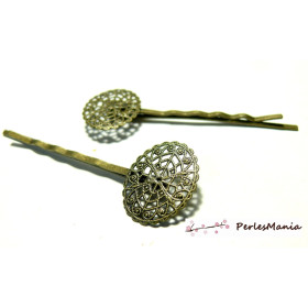 Supports de Barrette Dentelle Petit Ovale 17x21mm – Bronze