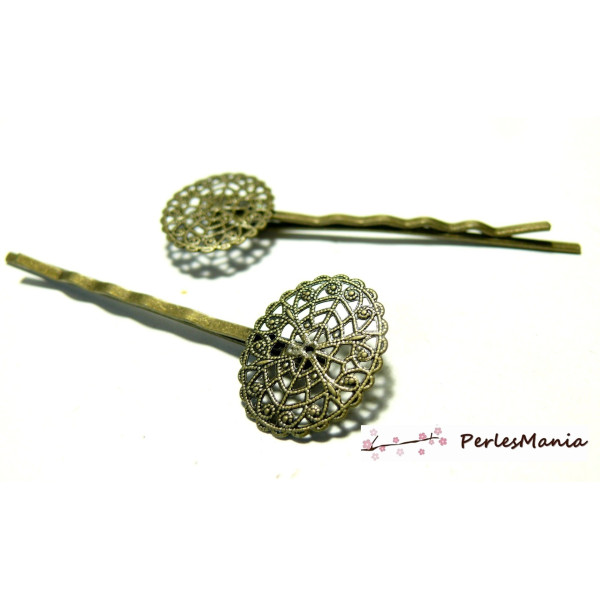 Supports de Barrette Dentelle Petit Ovale 17x21mm – Bronze