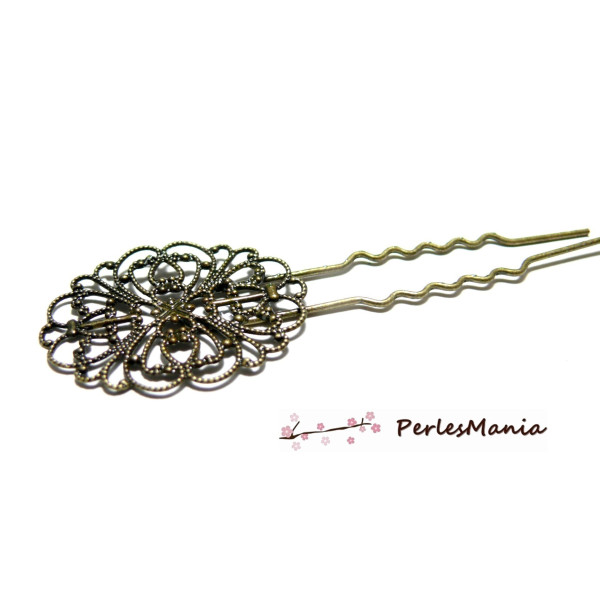 10 Supports EPINGLE à cheveux dentelle OVALE Bronze