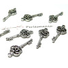 20 pendentifs clé, petite clef ROSACE Vieil argent 2B4580