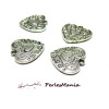 10 pieces breloques pendentif Coeur plat biface 19mm 2B4219, VIEIL ARGENT