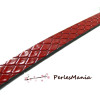 Environ 1m Cordon Simili Cuir MULTI LOSANGE PLAT 10mm ROUGE, H11405A