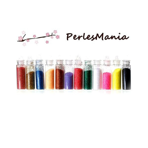 Mini Fioles tube en verre contenant POUDRE PAILLETTES