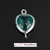 1 pendentif connecteur verre facette Coeur ARGENT ref 79 Bleu Turquoise