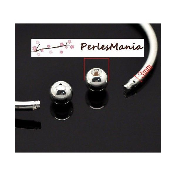 PAX 4 supports bracelets jonc avec perles à Vis ARGENT VIF S115339