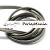 Environ 1,2 mètre de Cordon Simili Cuir surpiqué SCELLERIE PLAT GRIS 6.5mm H11915D