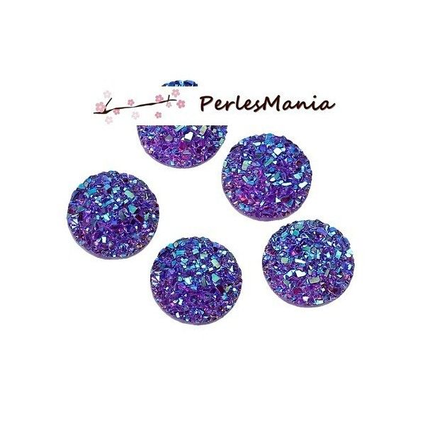 PAX 20 cabochons plat druzy, drusy ronds 12mm S1179021