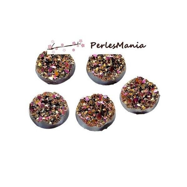PAX 50 cabochons plat druzy, drusy ronds 12mm S1176700