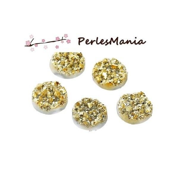 PAX 50 cabochons plat druzy, drusy ronds 12mm S1176702
