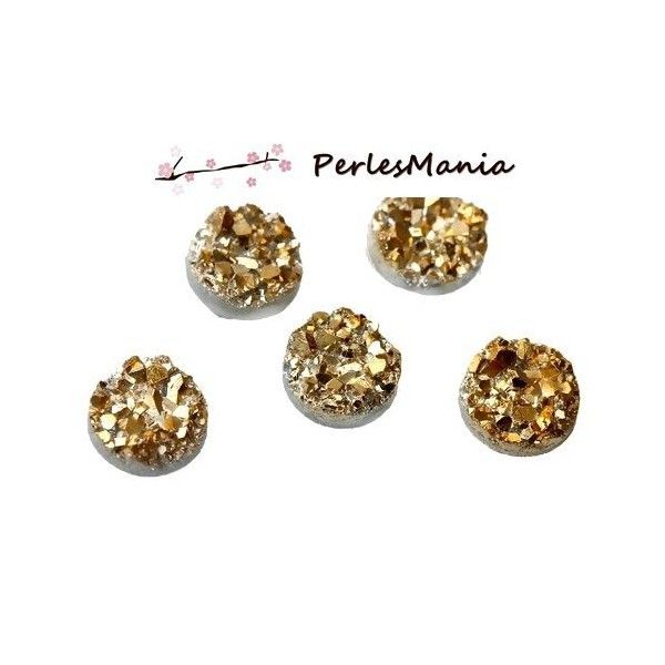 cabochons plat druzy, drusy ronds 10mm S1179958