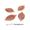 4 Estampes pendentif filigrane FEUILLE ORANGE BRIQUE de 25 mm, DIY