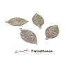 4 Estampes pendentif filigrane FEUILLE MARRON CLAIR de 25 mm, DIY