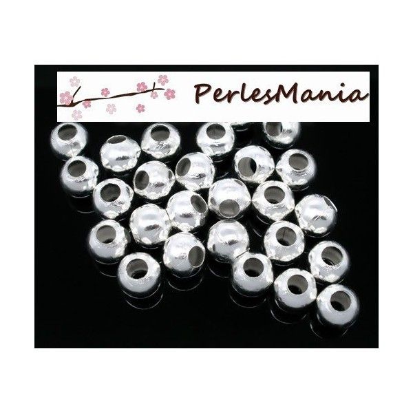 Lot d'environ 500 perles intercalaires passants 2.4mm ARGENT PLATINE