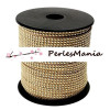 3m de cordon de suédine cloutée doré aspect Daim double rangée facettée BEIGE P00520