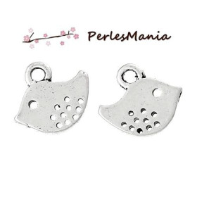 PAX 100 pendentifs PETITS OISEAUX TROP MIGONS 11mm ARGENT ANTIQUE S1143803