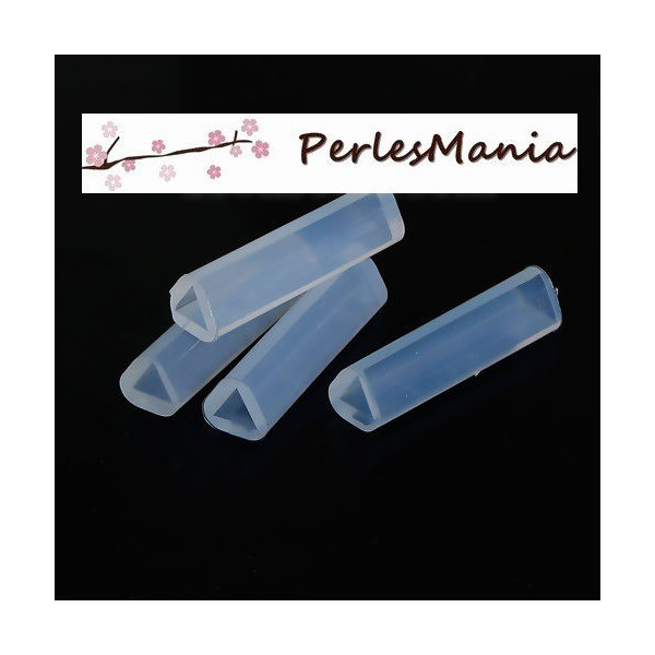 MOULE EN SILICONE, pendentif MOULE EN SILICONE TUBE TRIANGULAIRE 49x14mm, POUR CREATIONS FIMO RESINE