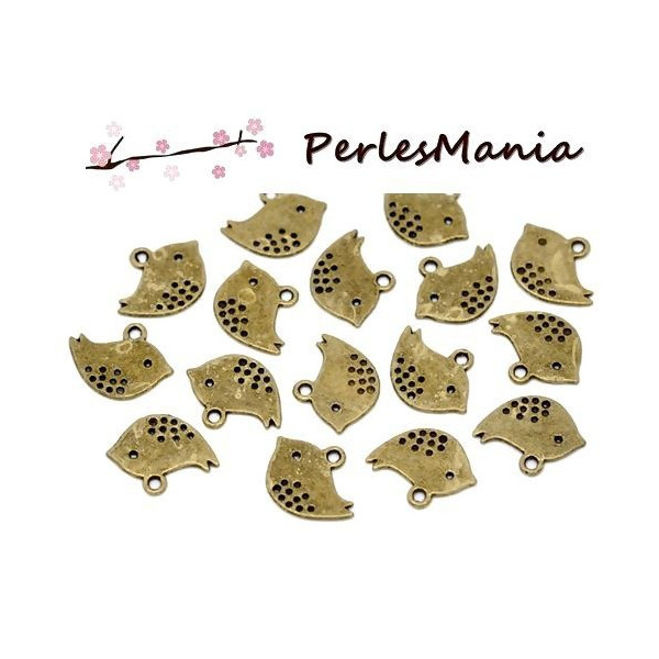 Pendentifs OISEAUX  16mm, laiton finition BRONZE