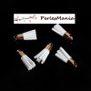 Pax: 10 petits pompons breloque passementière DORE suedine BLANC S1185222