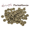 PAX 100 perles intercalaires passants RONDELLES FLEURS 7mm BRONZE S1113677