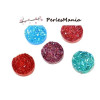PAX 20 cabochons plat druzy, drusy ronds 12mm MIXED COLOR S1177306