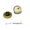 20 pièces: 10 supports de broche PINS en 20mm BRONZE et 10 cabochons en verre