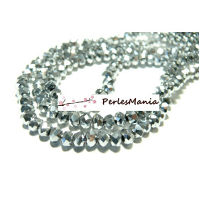 1 fil d'environ 95 perles facettées rondelles argenté 4 par 6mm ref 2J1203
