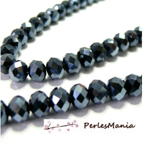 Perles Facettées Rondelles 3x4mm – Verre Effet Gris Irisé