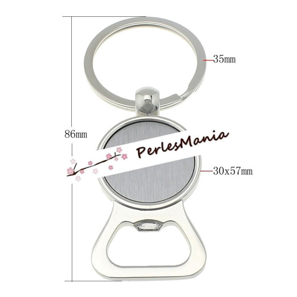 Support de décapsuleurs porte-clés à personnaliser 25mm metal ARGENT PLATINE