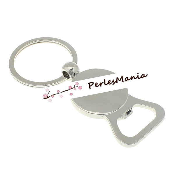 1 support de décapsuleurs porte-clés à personnaliser 25mm metal ARGENT PLATINE (idéal pour la fête des pères ) ref 14