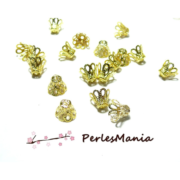 coupelles coquille calottes CONES DENTELLES 11mm metal couleur DORE