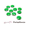 Sequins médaillons émaillés biface rond 10mm couleur VERT sur une base en métal argenté.