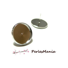 Supports de Boucle d'oreille 10mm puce ARGENT PLATINE