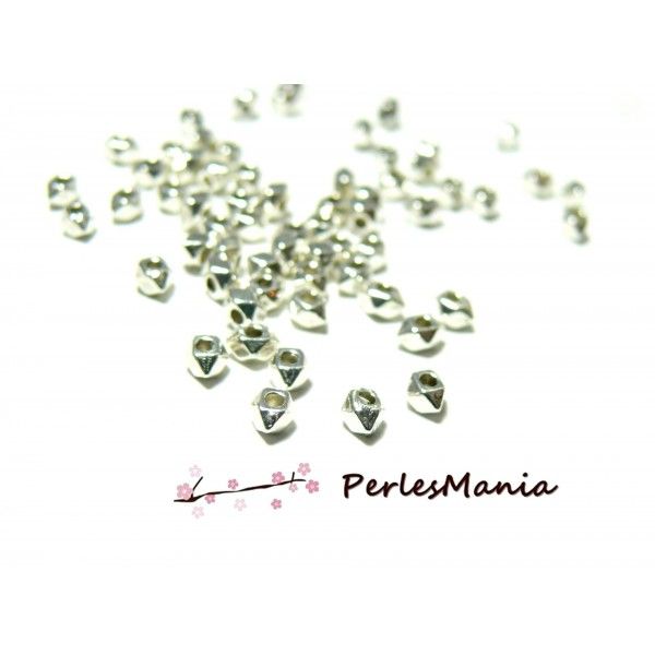 PAX: 500 mini perles intercalaires SPOUTNIK 4 par 3mm ARGENT VIF S1145279