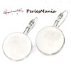 PAX 50 pièces boucle d'oreille DORMEUSE PLATEAU metal couleur ARGENT PLATINE 14mm S117340