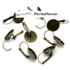 10 pièces boucle d'oreille DORMEUSE PLATEAU metal couleur BRONZE 14mm