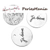 2 pendentifs breloques JE T AIME metal couleur ARGENT ANTIQUE ( S1183043 )