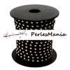 Cordon de suédine cloutée DORE aspect Daim NOIR 4.5mm