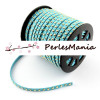 cordon de suédine cloutée DORE aspect Daim bleu turquoise 4.5mm
