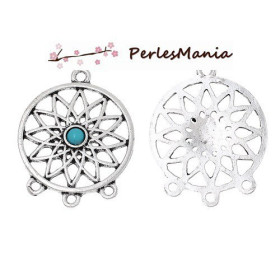 Pendentifs Multiconnecteur Dreamcatcher 34mm – Métal Vieil Argenté