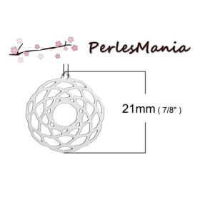 ESTAMPES ROSACES 20mm ARGENT PLATINE EN ACIER INOXYDABLE S1186317 , DIY pour création de bijoux raffinés