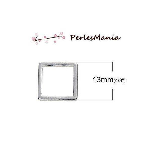 PAX 30 pendentifs ANNEAUX FERMES FORME CARRE metal ARGENT VIF 13mm S1186234