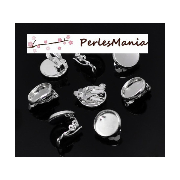 PAX: 20 supports de Boucles d'oreille clips 12mm ARGENTVIF S1122706