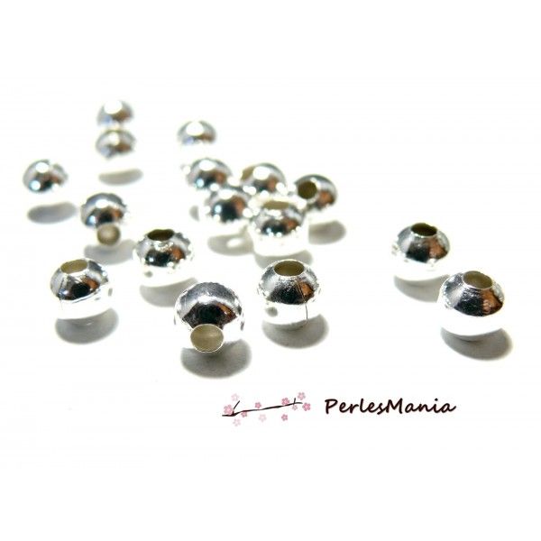 Lot de 50 perles intercalaires 8mm metal couleur ARGENT VIF