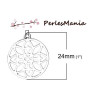 PAX 10 pendentifs, breloque 24mm ROSACE metal ARGENT PLATINE S1185645