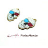 2 pendentifs CRANE SQUELETTE TETE DE MORT POP ART metal couleur DORE ( S1170864 )
