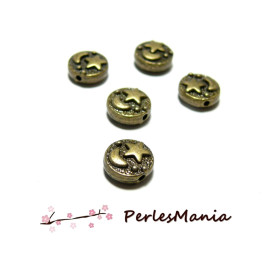 Perles intercalaires Lune et Étoile métal couleur Bronze