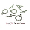 PAX: 20 fermoirs T toggle TORSADE GRAND MODELE metal couleur ARGENT ANTIQUE 2D2112