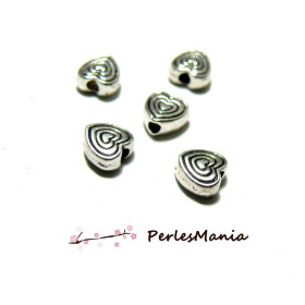 Perles intercalaires FORME SPIRALES COEUR 6mm couleur ARGENT ANTIQUE