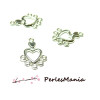 connecteur COEUR LOVE metal couleur ARGENT VIF